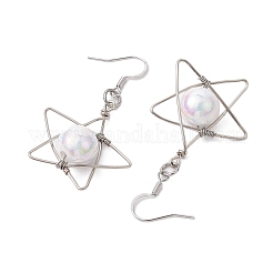 Star Copper Wire Wrapped Acrylic Dangle Earrings&nbsp;EJEW-JE05774