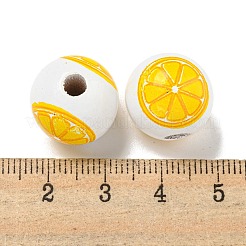 Printed Wood European Beads&nbsp;WOOD-G022-19A