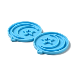 DIY Flat Round with Star & Moon Pendant Silicone Molds&nbsp;DIY-I099-15