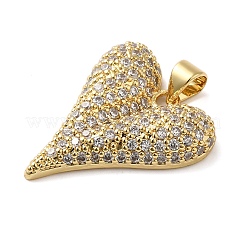 Brass Micro Pave Clear Cubic Zirconia Pendants&nbsp;KK-B094-05G