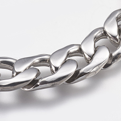 Tarnish Resistant Men's 304 Stainless Steel Curb Chain Bracelets&nbsp;STAS-I075-49B