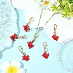 6Pcs Crab Alloy Enamel Pendant Decorations&nbsp;HJEW-YW00275