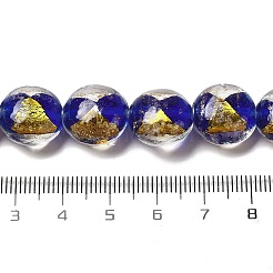Handmade Gold Foil and Silver Foil Lampwork Flat Round Beads&nbsp;FOIL-C001-02I