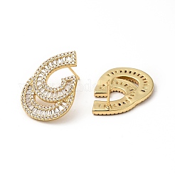 Cubic Zirconia Teardrop Stud Earrings&nbsp;KK-E060-12G-05
