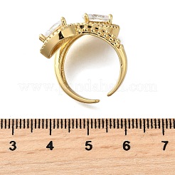 Brass Micro Pave Cubic Zirconia Adjustable Open Cuff Rings&nbsp;RJEW-D313-14G