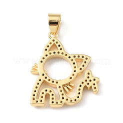 Brass Micro Pave Cubic Zirconia Pendants&nbsp;KK-P233-09G