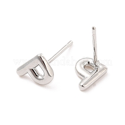 Brass Hollow Out Initial Letter Stud Earrings&nbsp;EJEW-A044-01P-P