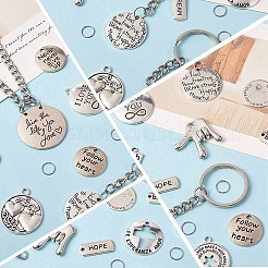 DIY Motivation Word Charm Keychain Making Kit&nbsp;DIY-SZ0008-38