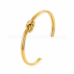 Geometric C-Shaped Double Layer Adjustable 304 Stainless Steel Twisted Knot Cuff Bangles for Women&nbsp;FB2963