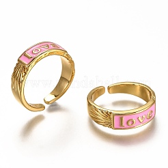 Brass Enamel Cuff Rings&nbsp;RJEW-C100-30G-C