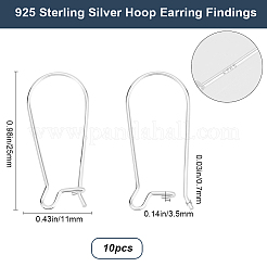10Pcs 925 Sterling Silver Hoop Earring Findings&nbsp;STER-BBC0006-92B-S
