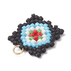 Handmade Glass Seed Beaded  Window Lattice Pattern Shape Pendants&nbsp;PALLOY-MZ00929