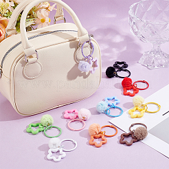 10Pcs 10 Colors Star with Round Alloy & Villus Keychains&nbsp;KEYC-BBC0001-20B