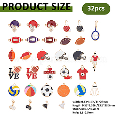 32Pcs Sports Series Alloy Enamel Pendants&nbsp;ENAM-FH0001-93
