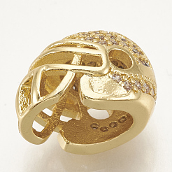 Brass Micro Pave Cubic Zirconia Football Helmet Beads&nbsp;ZIRC-S061-52G
