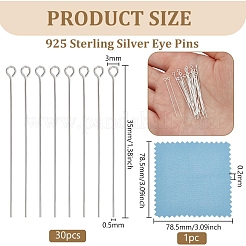 30Pcs 925 Sterling Silver Eye Pins&nbsp;STER-BC0002-59A
