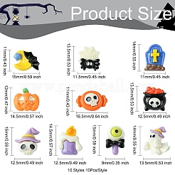 60Pcs 10 Styles Halloween Theme Opaque Resin Decoden Cabochons&nbsp;CRES-CJ0001-69
