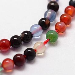 Natural Multi-Color Agate Beads Strands&nbsp;G-N0184-08-2mm