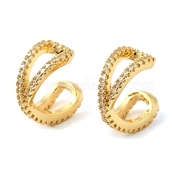 Brass Micro Pave Clear Cubic Zirconia Cuff Earrings&nbsp;EJEW-K309-13G