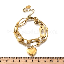 304 Stainless Steel Heart Charm Bracelets&nbsp;BJEW-F499-01G