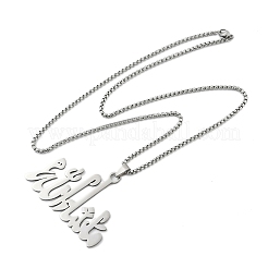 201 Stainless Steel Arabic Pendant Box Chain Necklaces for Women Men&nbsp;NJEW-R013-06P