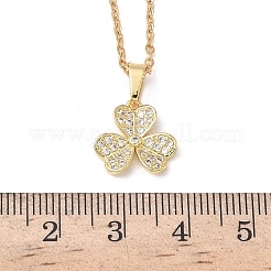 Brass Micro Pave Clear Cubic Zirconia Pendant 304 Stainless Steel Chain Necklaces for Women&nbsp;NJEW-D341-12B-G