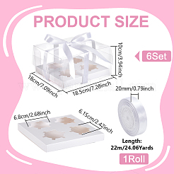 6Pcs Folding Paper Cupcake Storage Boxes with Clear Lids&nbsp;CON-UN0001-05B