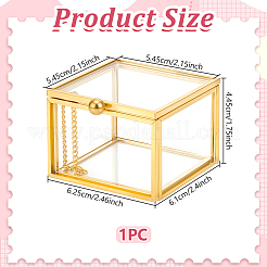 Transparent Glass Jewelry Organizer Display Cases with Metal Frame&nbsp;ODIS-WH0025-357A