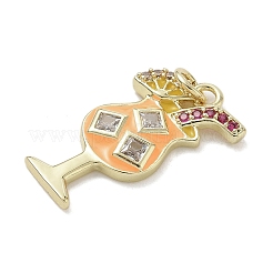Brass Micro Pave Cubic Zirconia Pendants&nbsp;KK-K368-42G