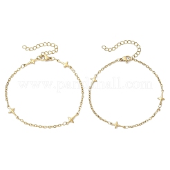 304 Stainless Steel Cross Link Bracelets for Women&nbsp;BJEW-JB12360-02