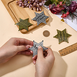 4Pcs 4 Styles Vintage SHERIFF DEPUTY Alloy Star Brooches&nbsp;JEWB-FG0001-80