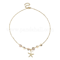 Ocean 304 Stainless Steel Starfish Pendant Natural Freshwater Shell Beaded Chain Necklaces for Women&nbsp;NJEW-JN06565-01