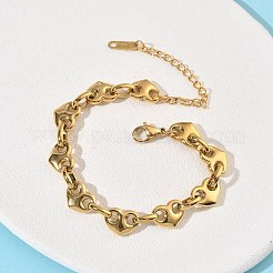 304 Stainless Steel Heart Link Chian Bracelets for Women&nbsp;BJEW-B158-06G