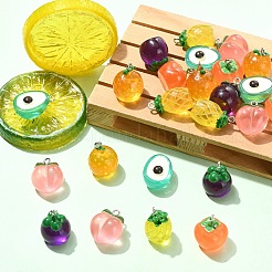 12Pcs 6 Styles Resin Pendants&nbsp;RESI-YW0006-10