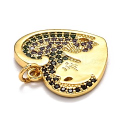 Brass Micro Pave Clear Cubic Zirconia Pendants&nbsp;ZIRC-O039-14G