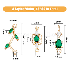 18Pcs 9 Styles Brass Pave Cubic Zirconia Connector Charms&nbsp;KK-FH0006-34