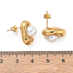 304 Stainless Steel & ABS Plastic Pearl Stud Earrings&nbsp;SA-CBA2696-36G