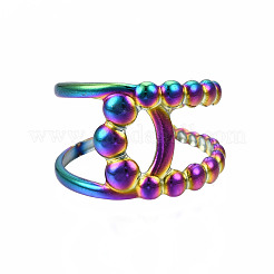 Hollow Double Line Cuff Rings&nbsp;RJEW-N038-016