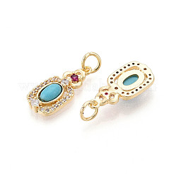 Synthetic Turquoise Rectangle with Flower Pendants&nbsp;KK-N258-16G