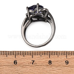 Heart Brass Micro Pave Cubic Zirconia Finger Rings&nbsp;FS-WG4D14B-06