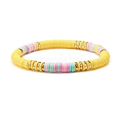 Synthetic Hematite & Polymer Clay Heishi Beads Stretch Bracelets Set&nbsp;BJEW-JB07381