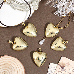 5Pcs Heart Brass Pendants&nbsp;KK-BBC0025-56