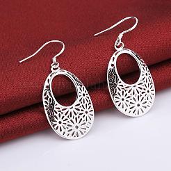 Vogue Design Filigree Oval Brass Dangle Earrings&nbsp;EJEW-BB08255-S