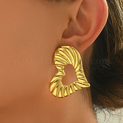 Asymmetrical Hollow Texture Heart 201 Stainless Steel Stud Earrings&nbsp;OS0464