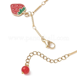 Strawberry Alloy Enamel Charm Bracelets&nbsp;BJEW-JB13143