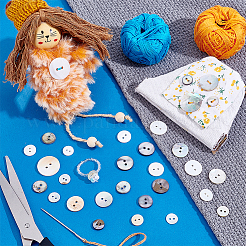 230Pcs 23 Styles 2-Hole Shell Flat Round Buttons&nbsp;BUTT-PH0001-37