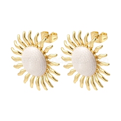 Sun Brass Stud Earrings&nbsp;EJEW-D352-02G-03