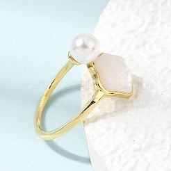 Adjustable Brass White Shell Cuff Rings&nbsp;SH-CBA3B38-01G