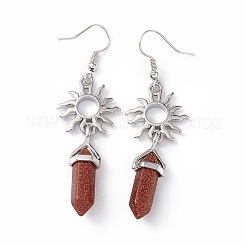 Gemstone Bullet with Sun Dangle Earrings&nbsp;EJEW-I276-01P