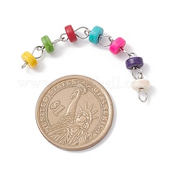Disc Dyed Synthetic Turquoise Heishi Connector Charms&nbsp;PALLOY-JF04246-02